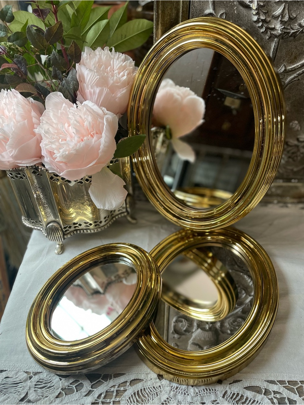 Vintage home Interiors Gold Oval mirror set
